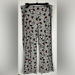 Disney Mickey Santa Hat Women’s Pajama Bottoms Size Large Preowned Jammies